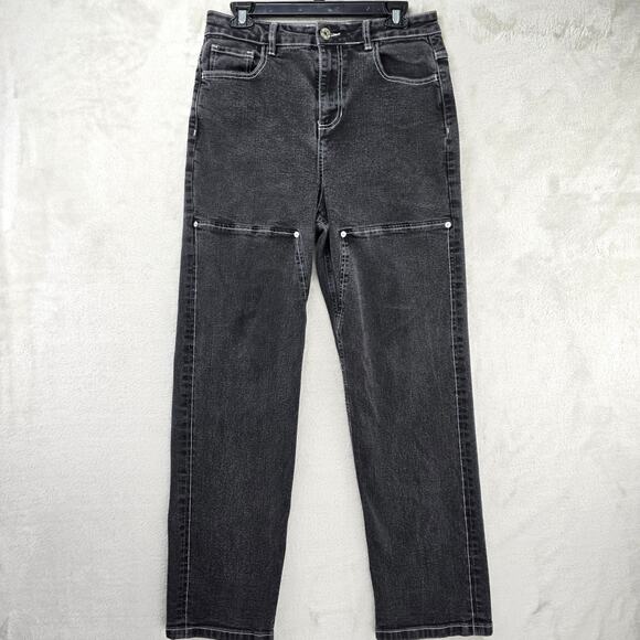 Hot Topic Double Knee Jeans Mens 30x30 Black Straight Carpenter Pants Grunge - Picture 1 of 13